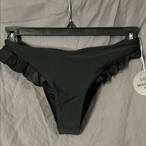Lost + Wander Black Ruffle Bikini Bottom Beach Tide Medium